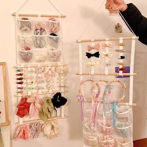 大容量发饰收纳神器挂墙挂袋手饰品发夹发箍发圈头绳架子首饰盒女