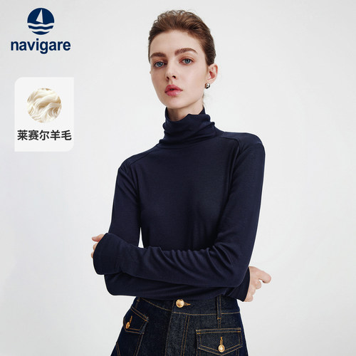 [羊毛]Navigare意大利小帆船长袖T恤女士2026新款休闲针织打底衫