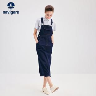 背带裙 通勤女装 Navigare意大利小帆船丹宁复古牛仔裙女25夏季 新款