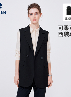 Navigare意大利小帆船西装马甲女士春季宽松黑色外套高档通勤上衣