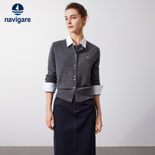 Navigare圆领女士羊毛开衫