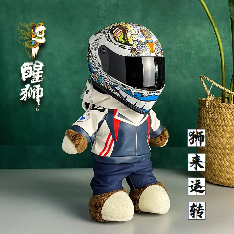 機(jī)車禮物小熊玩偶尾箱頭盔裝飾公仔掛件摩托車后座箱子毛絨玩偶