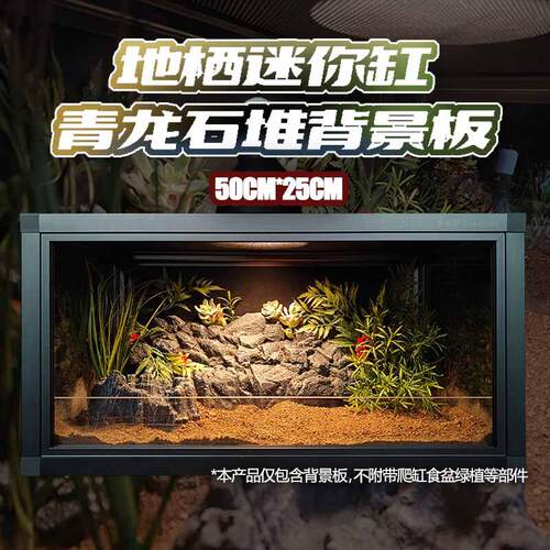 壹柒萌50*25龟守宫爬宠爬虫饲养缸箱青龙石堆沙漠雨林背景造景板