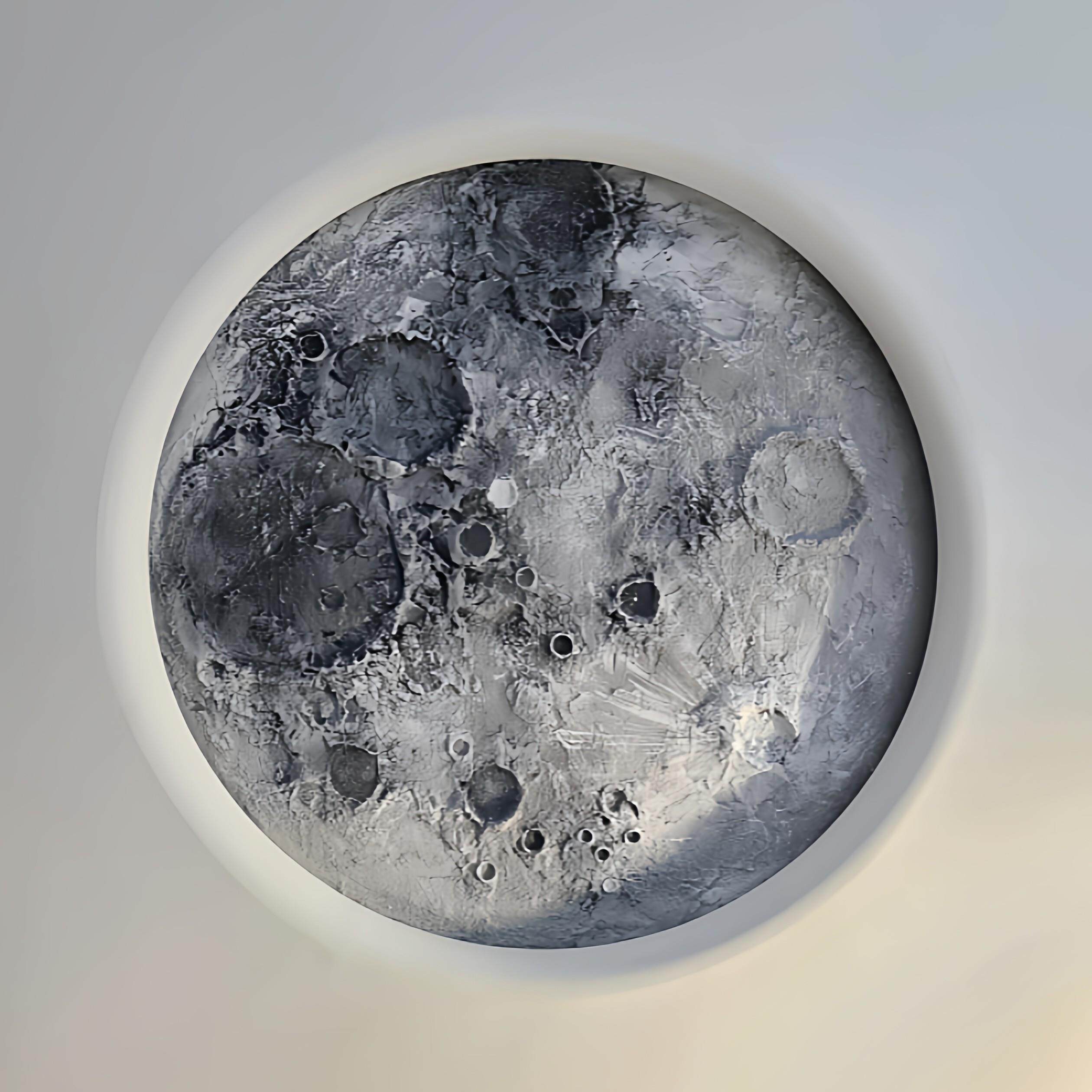 网红月球浮雕石膏灯盘3D立体背景墙玄关院墙壁画壁灯装饰一体成型