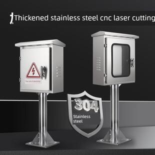 室外防雨304不锈钢柱箱配电箱双层门仪表控制箱脚踏式落地式充电