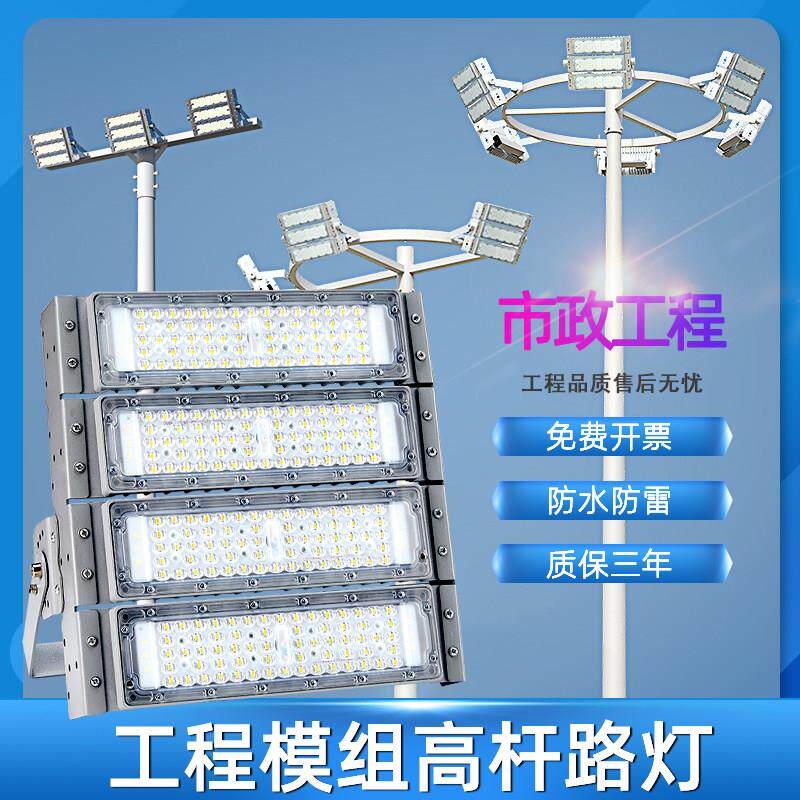 LED路灯头户外照明灯220v大功率广场高杆灯球场灯杆6米直杆接电款