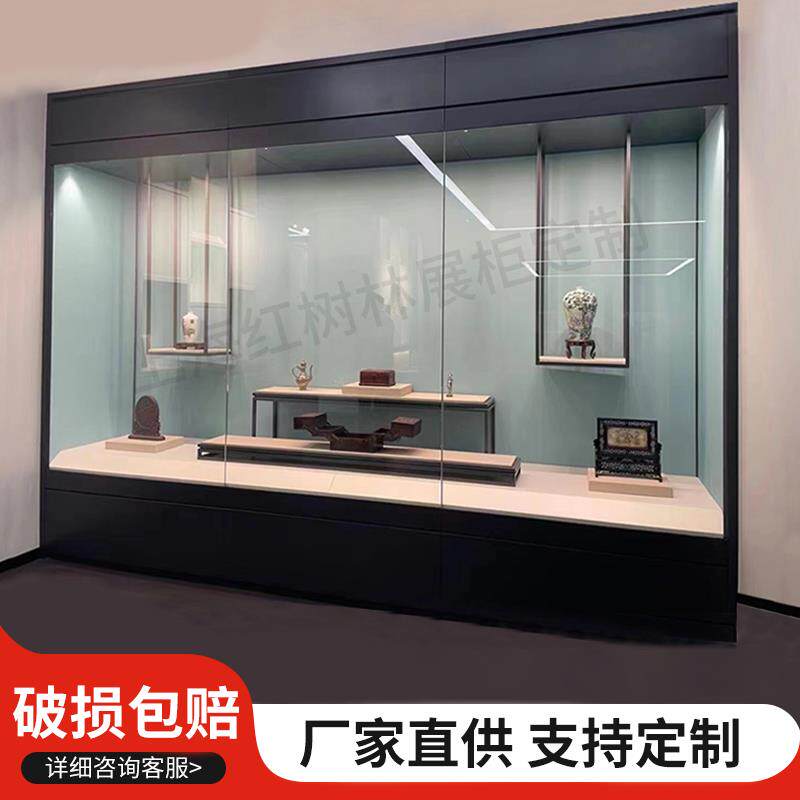 博物馆展柜古董字画瓷玉器文物液压定制钢化玻璃多功能沿墙陈列柜