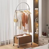 不锈钢衣帽架落地卧室挂衣架客厅挂包架可移动隔夜收纳衣服置物架