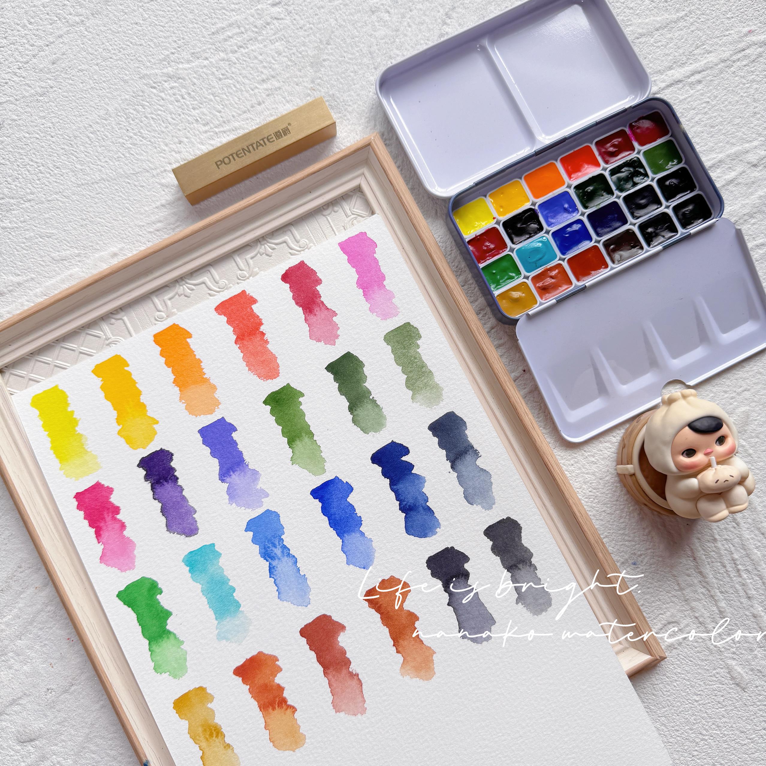 乌克兰罗莎艺术家水彩颜料24色60色固体水彩分装迷你试色套装