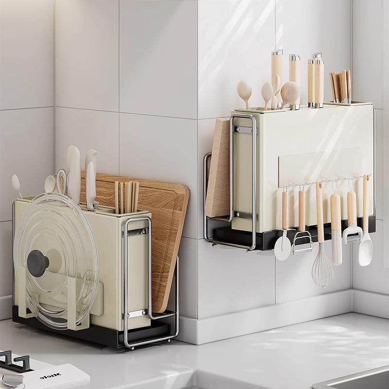 德国BORG厨房刀架置物架多功能菜刀放置筷子笼砧板架一体刀具收纳