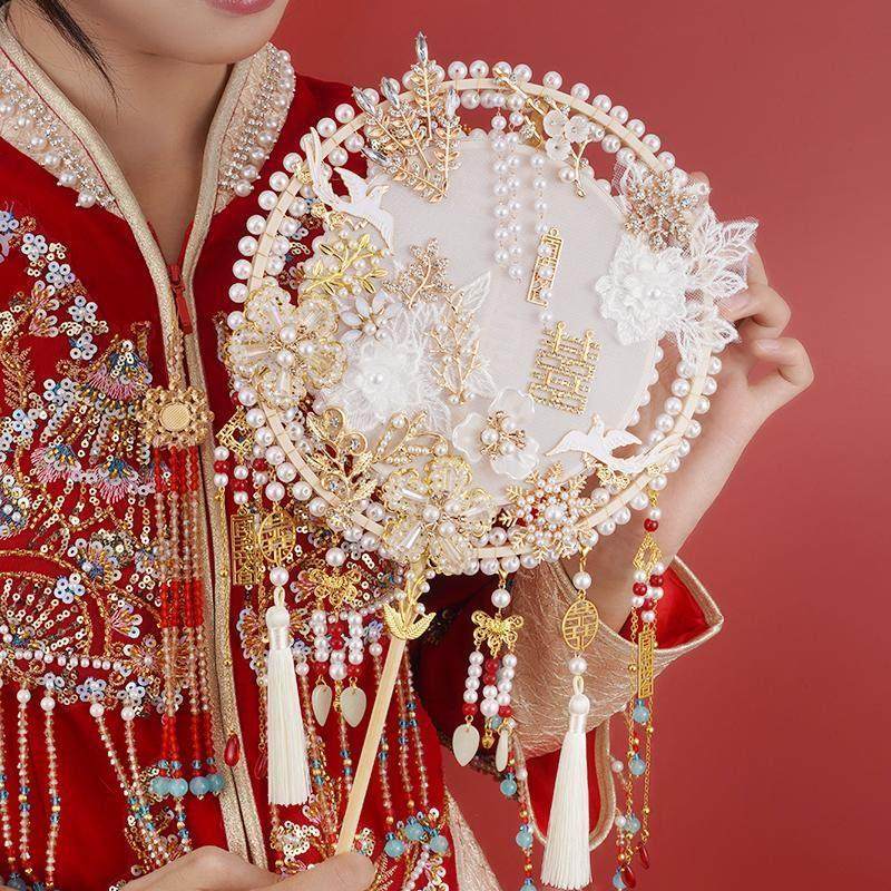 团扇新娘结婚diy材料包出嫁秀禾婚礼手工红色喜扇子双面重工新娘,家居饰品,工艺扇/团扇/喜扇/折扇,淘宝优惠券,粉丝福利购,淘宝优惠卷