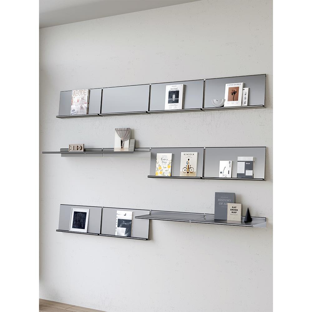 中古墙上壁挂不锈钢置物架一字层板书架客厅背景墙装饰陈列展示架