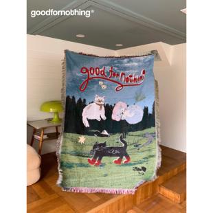 goodfornothing一无是处小猫艺术挂毯沙发毯针织盖毯野餐垫氛围毯