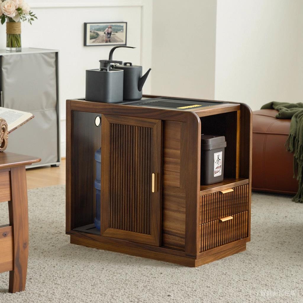 移动茶台家用茶车实木茶水柜烧水壶一体茶几阳台小茶桌沙发侧边柜