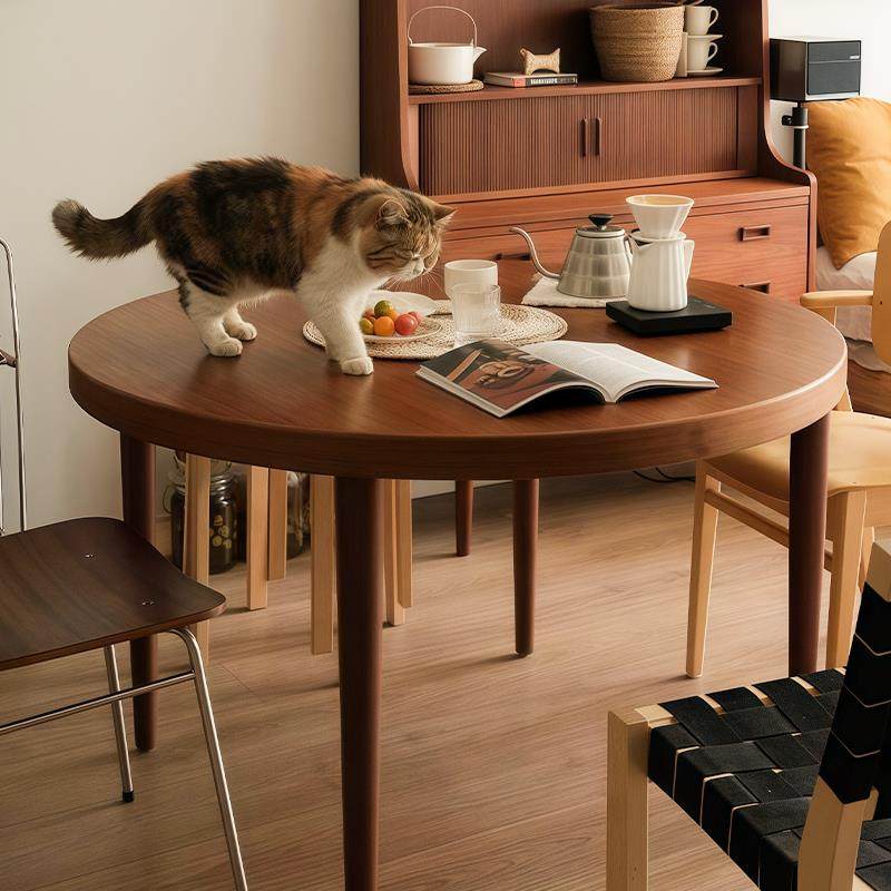 中古实木圆形餐桌胡桃小户型家俱用法式覆古原木阳台书茶饭桌椅子,住宅家具,实木餐桌,淘宝优惠券,粉丝福利购,淘宝优惠卷