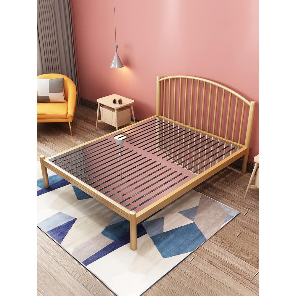 环保加厚304不锈钢床1.5m1米8双人床1.2m单人现代简约铁艺钢架床