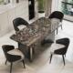 2025意式 极简天然奢石餐桌椅组合长方形大理石铂金钻高端别墅饭桌