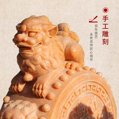 石雕门墩抱鼓石一对家用庭院别墅镇宅汉白玉狮子麒麟门鼓石鼓摆件