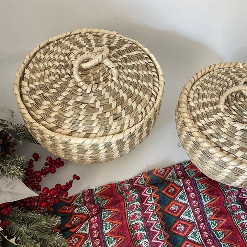 草编储物筐馒头筐鸡蛋筐收纳手工编织筐小箩筐装饰筐收纳篮茅墩子