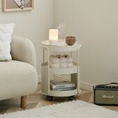 铁梵奶油风可移动边几小圆桌客厅迷你茶几床头桌子沙发边旁置物架