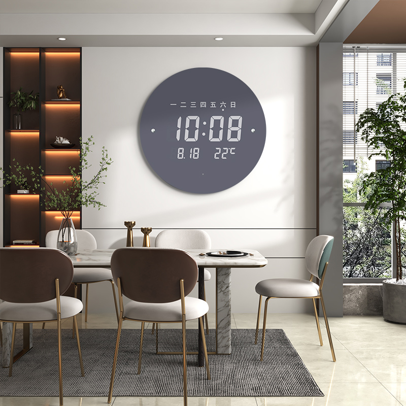 万年历电子时钟挂墙高级感创意简约现代钟表挂钟客厅2023新款网红