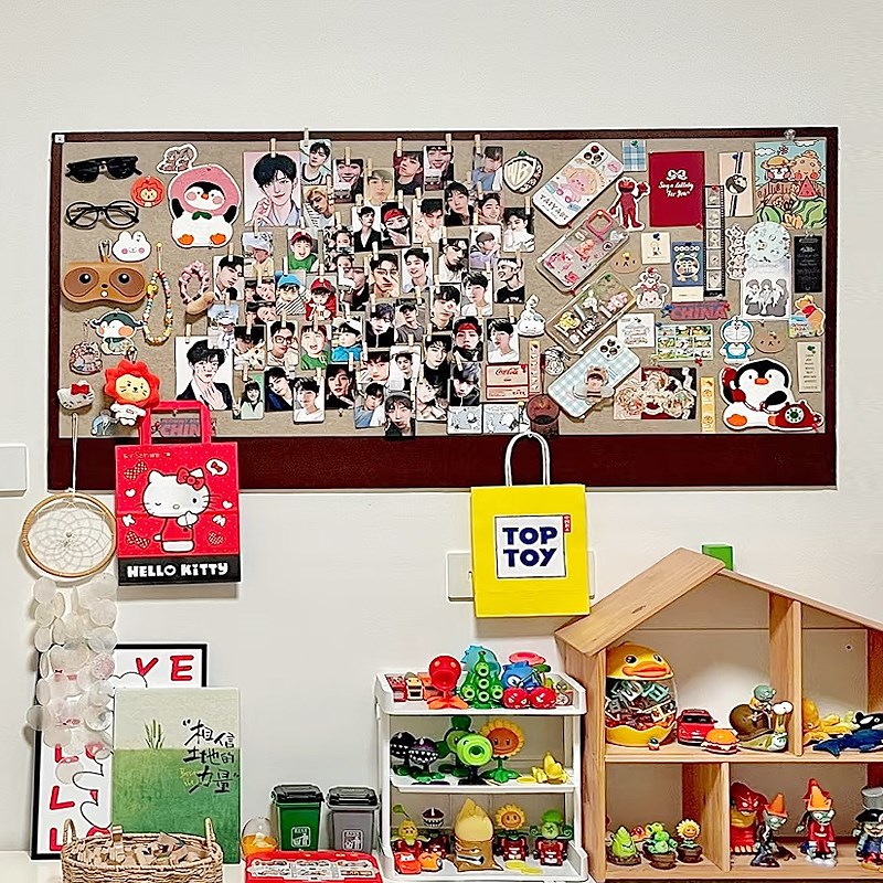 毛毡板墙贴照片墙免打孔留言板软木板挂墙展示板墙板墙面装饰自粘