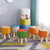 实木小凳子家用网红懒人脚凳圆凳客厅板凳矮凳布艺沙发凳换鞋 凳