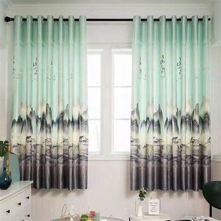 全套送杆窗帘免打孔伸缩杆卧室客厅租房简单窗帘遮光