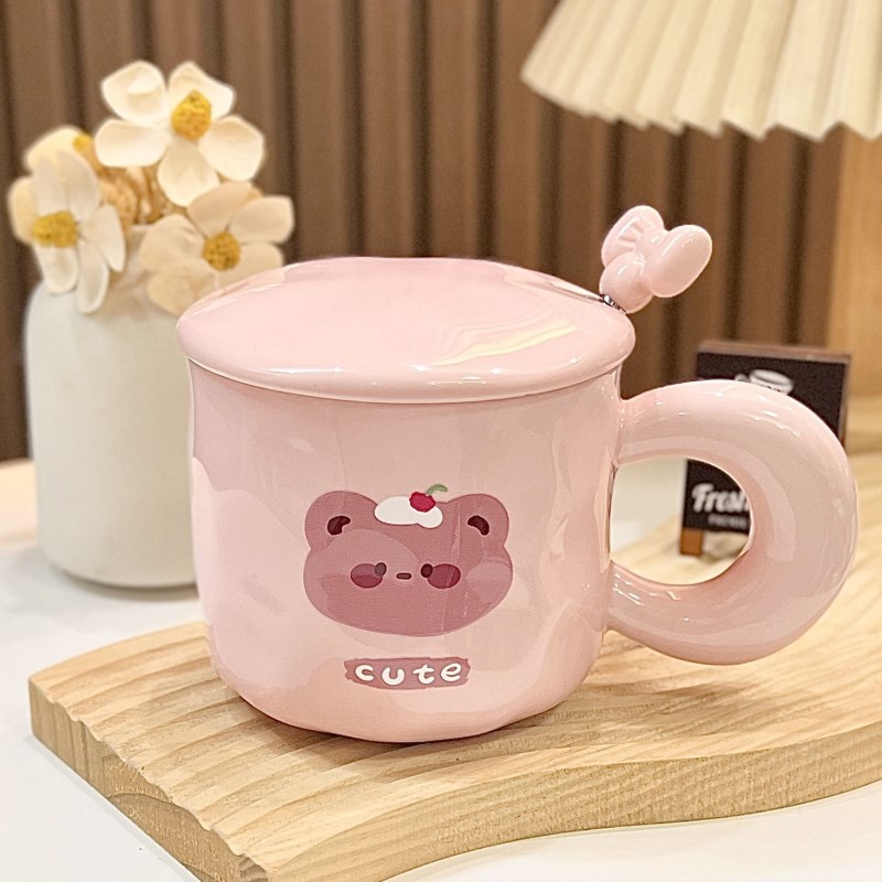 少女心小海狸克杯可爱卡通家用带盖水杯送姐妹闺蜜生日礼物有意义