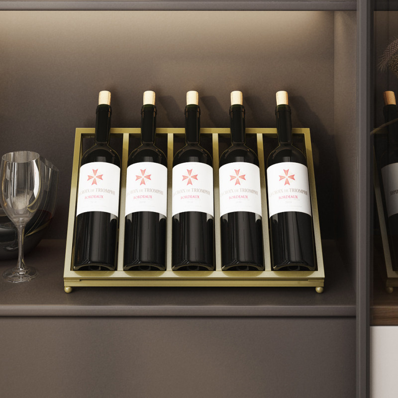 家用红酒架子斜放葡萄酒展示托架酒柜内部吧台摆件轻奢铁艺置物架