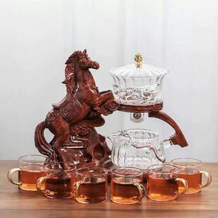 家用懒人泡茶器高硼硅耐热玻璃磁吸冲茶器 马到成功全自动茶具套装