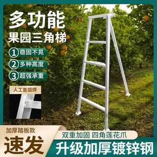 园林果园采摘三角梯子绿化修剪三角梯家用多功能折叠梯加固人字梯