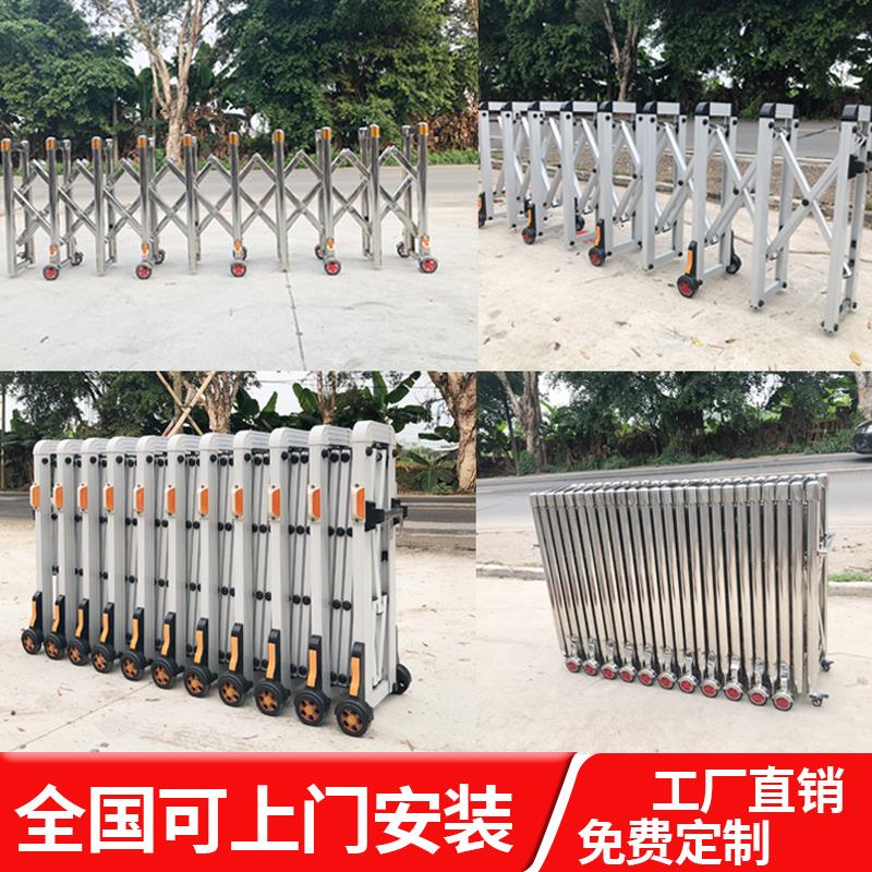 伸缩门不锈钢折叠平移工厂大门工地手动厂房学校幼儿园简易推拉门