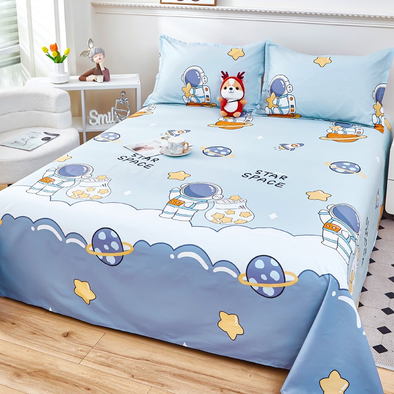 床单单件100全棉儿童卡通被单枕套2件套加厚褥单垫单男孩宿舍