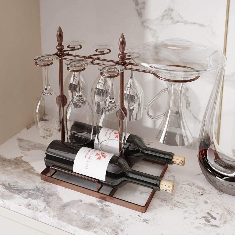 红酒架倒挂红酒杯展示架子醒酒器收纳酒柜吧台置物架摆件托架家用