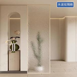 定制水波纹半墙隔断玄关屏风化妆室客厅洗手池入户钢化艺术玻璃