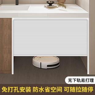 定制折叠式小柜门免打孔蜂窝矮柜隐形推拉式无下轨简易伸缩整体橱