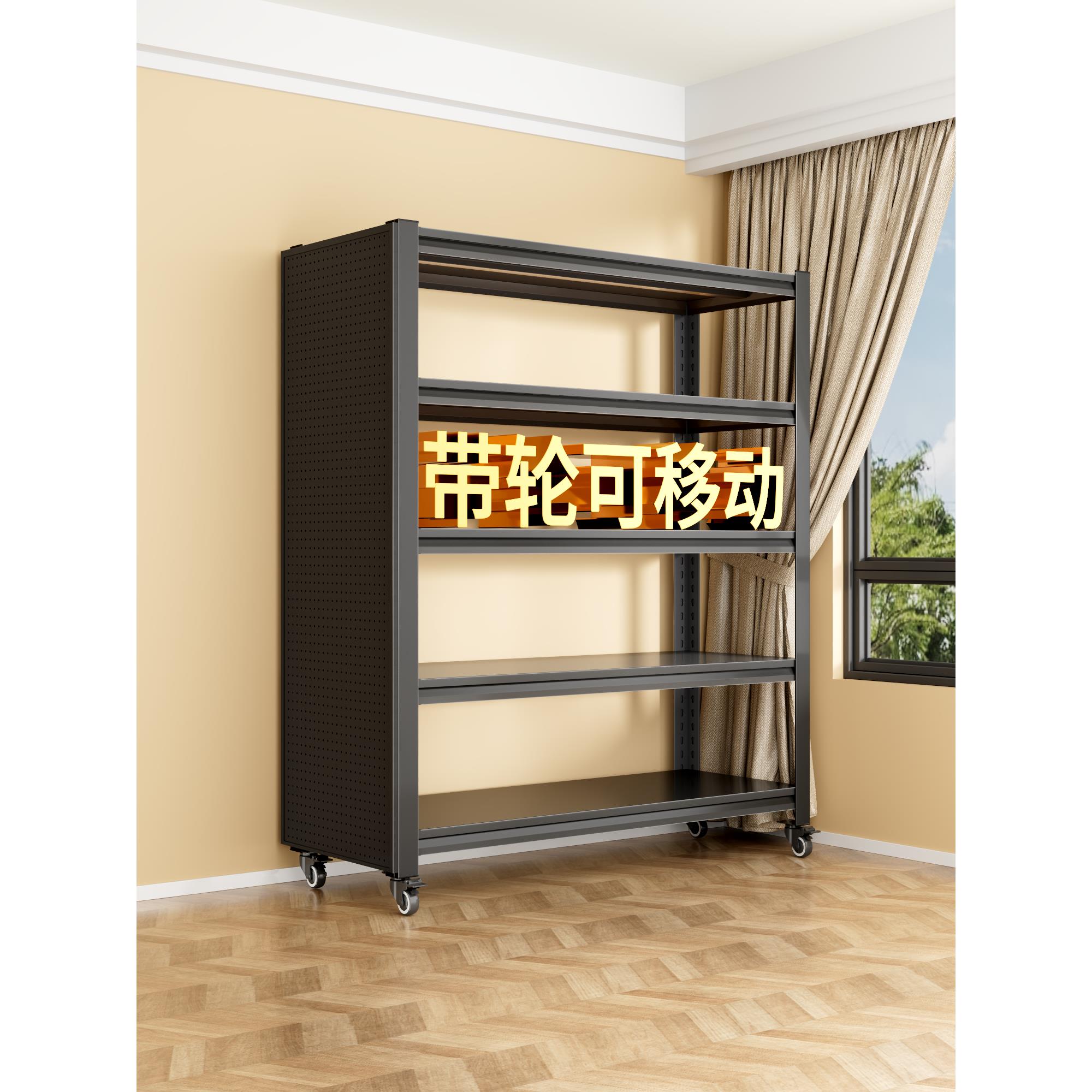 置物架落地靠墙带轮子可移动陈列架多层收纳架家用储物架展示架子