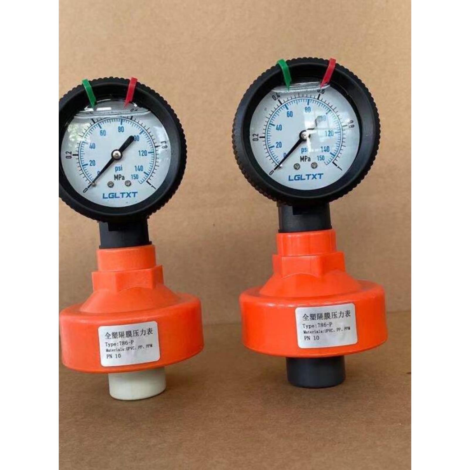 PP表座全塑隔膜压力表单面60不锈钢表头PTFE膜片耐腐蚀耐震压力表