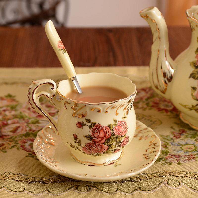 德国进口覆古陶瓷咖啡杯套装下午茶具礼盒装家用防烫健康安全鎏金,餐饮具,咖啡套具,淘宝优惠券,粉丝福利购,淘宝优惠卷