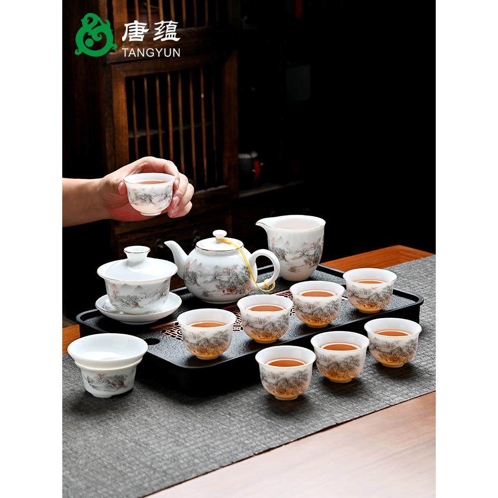 冰种羊脂玉茶壶功夫茶具套装家用办公室会客陶瓷盖碗茶杯高档礼盒,餐饮具,功夫茶具,淘宝优惠券,粉丝福利购,淘宝优惠卷