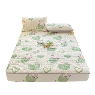 a类乳胶凉席床笠款三件套小清新凉感丝加厚冰丝凉席夏凉被四件套~