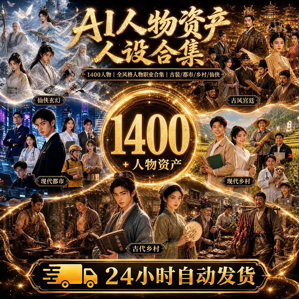 AI漫剧短剧人物资产1400人设合集古装现代乡村全风格职业人物模型