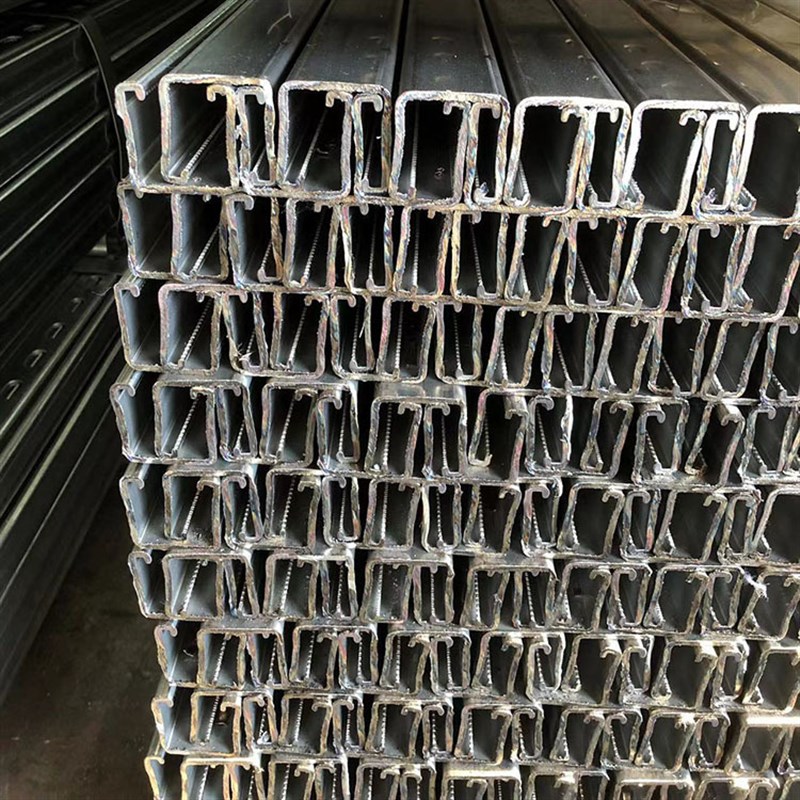 厂家供应光伏支架冲孔C型钢 耐腐蚀304I不锈钢双内卷带筋带齿 现