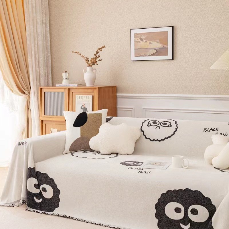 现代简约田园植物沙发巾雪v尼尔沙发套罩四季通用全包全盖沙发垫