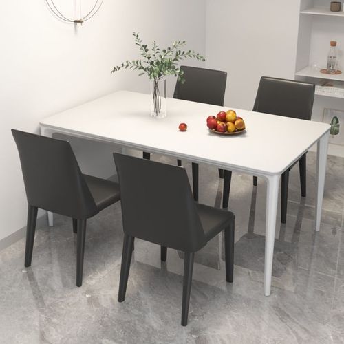 新款加固纯白简约餐n桌椅组合轻奢现代岩板小户型家用长方形高级