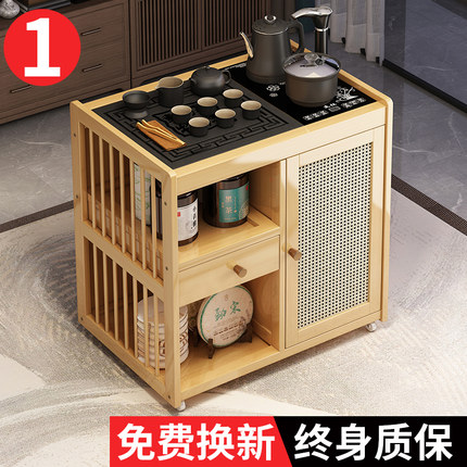 移动茶台茶桌家用茶水柜烧水壶一体功夫茶几具实木小茶车带轮边几