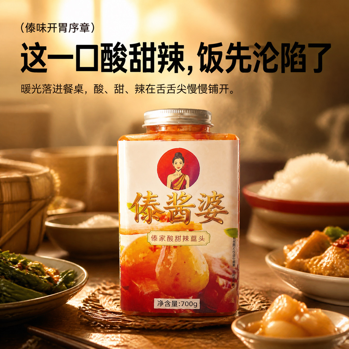 傣酱婆傣味酸甜辣腌藠头云南茭头荞头酱菜下饭无油泡菜新鲜腌制