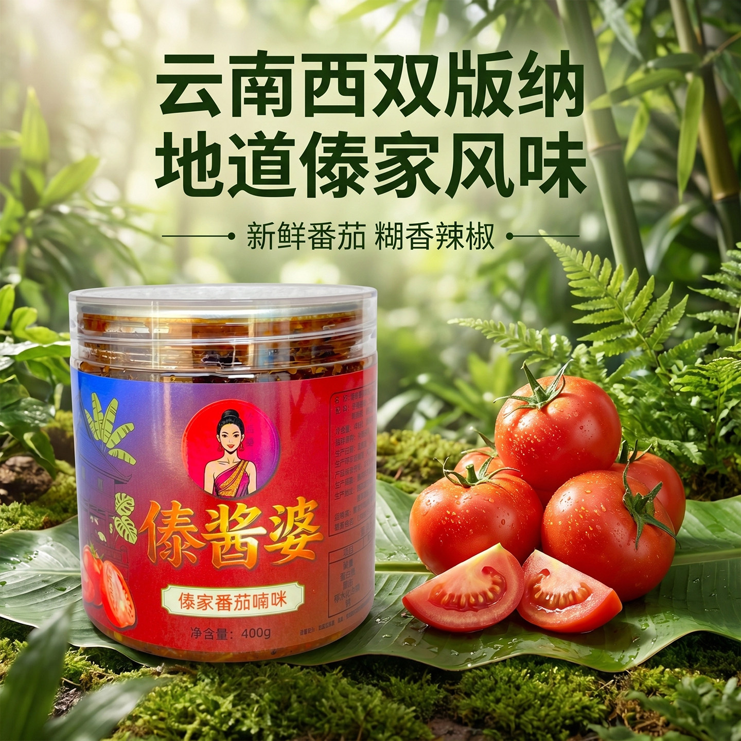 傣酱婆傣家番茄喃咪酸辣酱辣咪版纳烧烤蘸料下饭菜辣椒凉拌酱商用