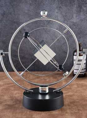 H007银色方块旋转永动仪模型 电动摇摆器kinetic art science kit
